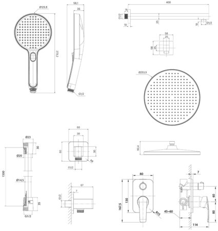 Душевая система IDDIS Optima Home с тропическим и ручным душем, матовый черный (OPHBL02i67) 