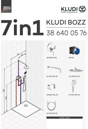 Душевая система Kludi Bozz 386710576 Хром 