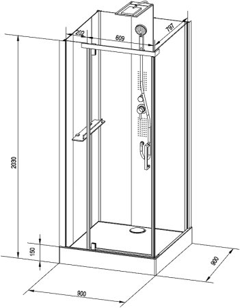 Душевая кабина Black&White Galaxy G8702 90x90 8702900 с гидромассажем 