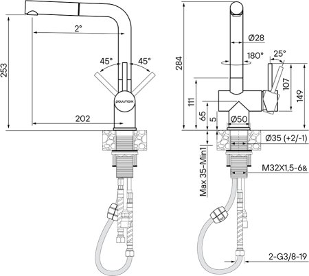 Смеситель Paulmark Dosse Do214418-GM для кухонной мойки 