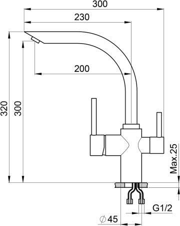 Смеситель Granula GR-2304 для кухонной мойки, алюминиум 