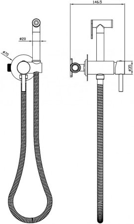 Гигиенический душ со смесителем Milacio Ultra MCU.850.MB Черный матовый 