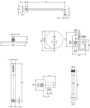 Душевая стойка Omnires Y SYSY19GLB скрытого монтажа, золото брашированное 