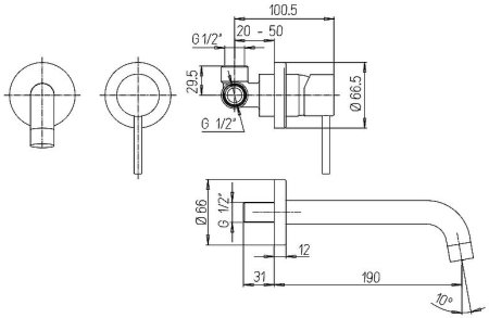 Смеситель для раковины Paini Cox 78PZ208 Черный матовый 