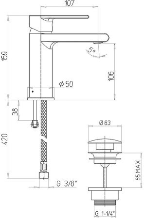 Смеситель для раковины Paini Ghibli 44CR211EFXTSR Хром 