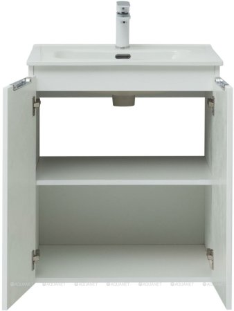 Тумба с раковиной Aquanet Алвита New 60 2 дверцы, белый матовый 