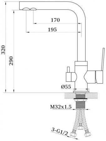 Cмеситель для кухни под фильтр ViEiR V15002 Хром 
