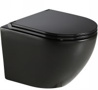 Унитаз Azario Grado AZ-0046N-MB подвесной Черный матовый с сиденьем Микролифт Унитаз Azario Grado AZ-0046N-MB подвесной Черный матовый с сиденьем Микролифт