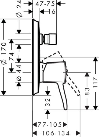 Смеситель Hansgrohe Metropol Classic 31345000 для ванны с душем 