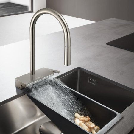 Смеситель Hansgrohe Aquno Select M81 73837800 для кухонной мойки, сталь 