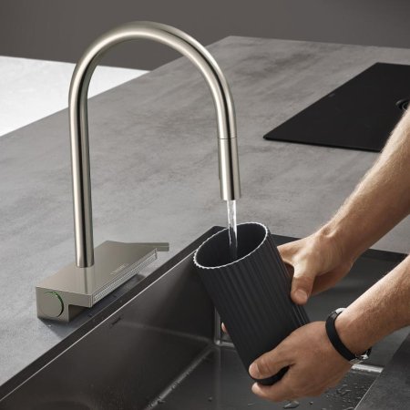Смеситель Hansgrohe Aquno Select M81 73837800 для кухонной мойки, сталь 