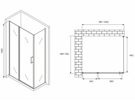 Душевой уголок Abber Sonnenstrand 100х70 AG04100MS-S70M профиль Хром стекло матовое 