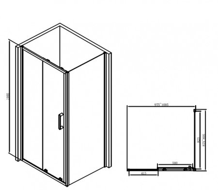 Душевой уголок Abber Schwarzer Diamant 90х100 AG30100B-S90B профиль Черный стекло прозрачное 