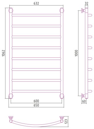 Полотенцесушитель водяной Сунержа Галант+ 1000х600 мм. хром 
