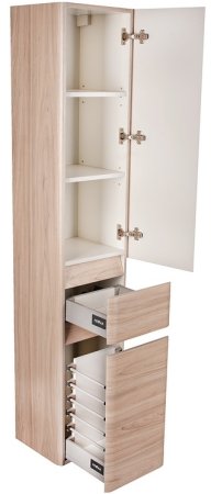 Шкаф пенал Style Line Атлантика Люкс Plus 35 ЛС-00000683 с бельевой корзиной Ясень перламутр 