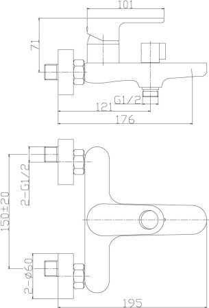 Смеситель для ванны и душа Rossinka RS33-31 Хром 