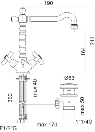 Смеситель для раковины Fiore MARGOT 26CO0625, хром/золото 