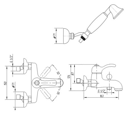 Смеситель Migliore Lem Swarovski ML.LEM-1902K.DO для ванны с душем 