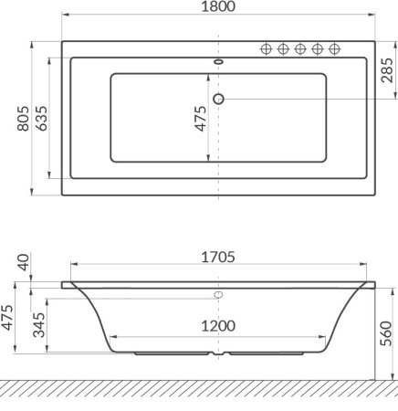 Акриловая ванна Excellent Pryzmat WAEX.PRY18.ULTRA 180x80 