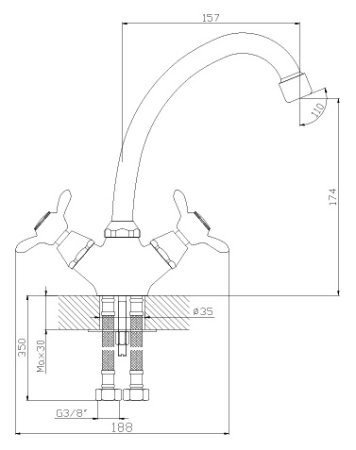 Смеситель Rossinka Q02-71 Хром 
