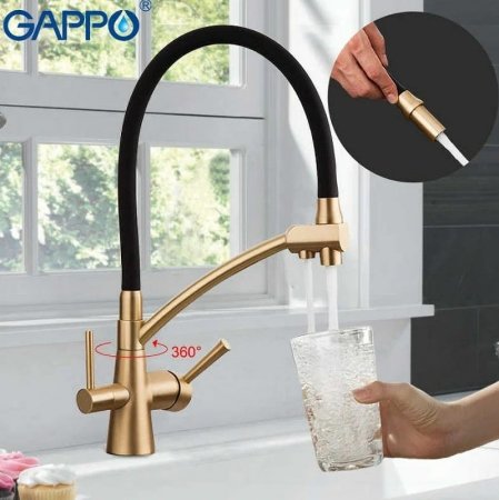 Смеситель для кухни Gappo G4398-1 Бронза Черный 
