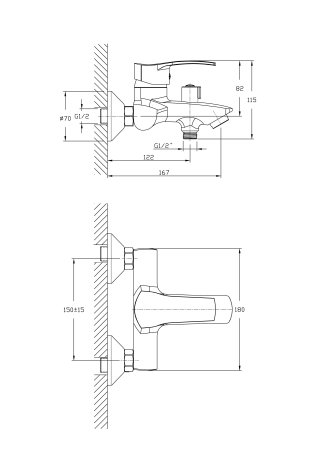 Смеситель для ванны короткий излив HAIBA HB3070-K 