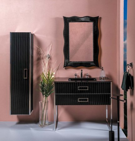 Шкаф пенал Boheme Armadi Art Monaco 35 868-BCR подвесной Черный глянец Хром 