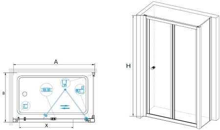 Душевой уголок RGW CL-41 (CL-21 + Z-12) 750x800 