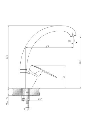 Смеситель однорычажный для кухни HAIBA HB4104 хром 