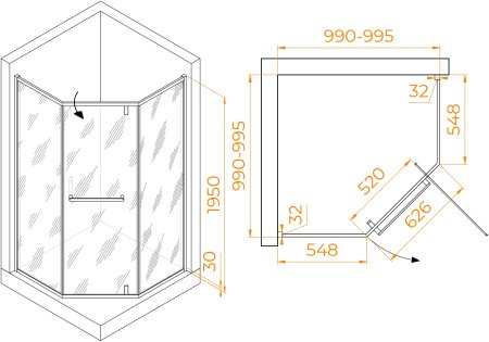 Душевой уголок RGW HO-084Gb 1000x1000 