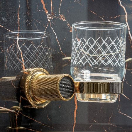 Стакан для зубных щеток Boheme Royal Cristal 10924-G-B Золото 