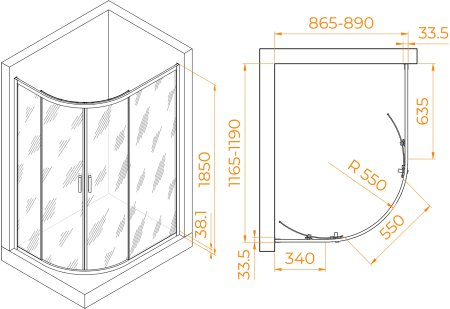 Душевой уголок RGW PA-61 900x1200 
