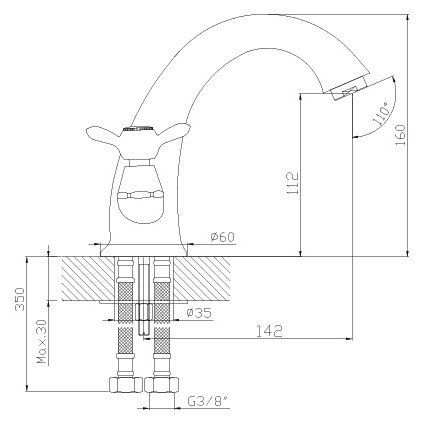 Смеситель Rossinka Q02-61 Хром 