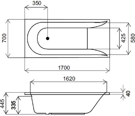 Акриловая ванна AM.PM Spirit 170x70 без гидромассажа 