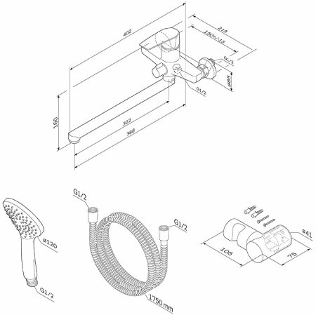Смеситель для ванны AM.PM Gem F90A95000 универсальный Хром 