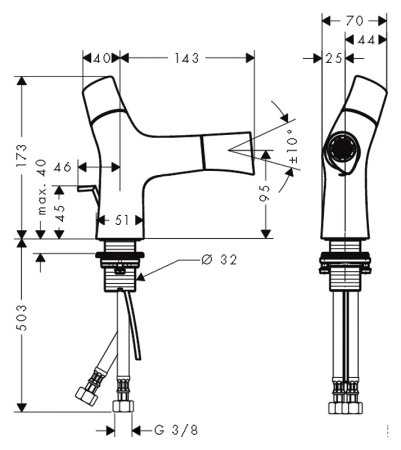 Смеситель Axor Starck Organic 12210000 для биде 