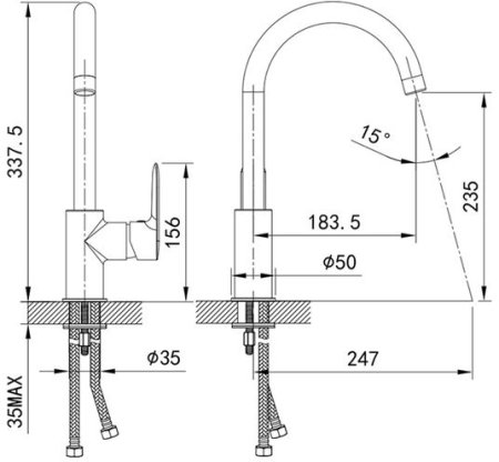 Смеситель для кухни черный IDDIS Cuba (CU5BLJ0i05) 