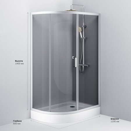 Душевой уголок AM.PM Like Solo Slide 120х80 W83G-302U120CG64 профиль Хром матовый стекло тонированное 