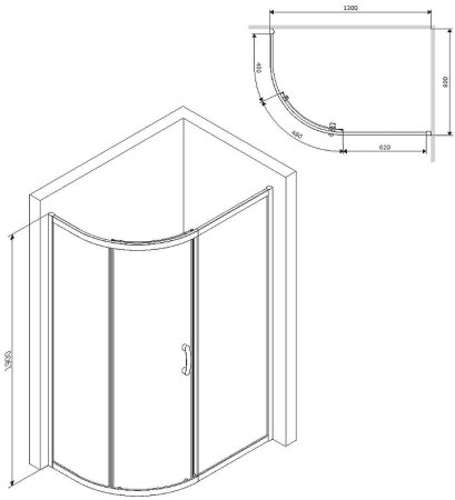 Душевой уголок AM.PM Like Solo Slide 120х80 W83G-302U120CG64 профиль Хром матовый стекло тонированное 