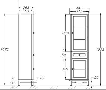 Шкаф пенал Opadiris Омега 45 R 00-00001617 Слоновая кость 