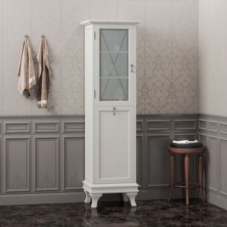 Шкаф пенал Opadiris Борджи 45 L Z0000012564 с бельевой корзиной Слоновая кость 