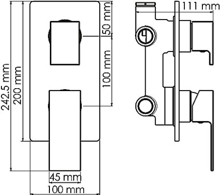 Смеситель WasserKRAFT Abens 2071 с внутренней частью, для ванны с душем 