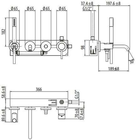 Смеситель для ванны Gattoni Circle Two 9105/91NO Черный матовый 