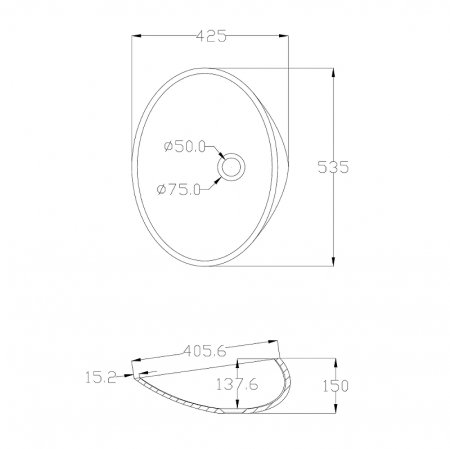 Раковина-чаша Abber Kristall 54 AT2812Opal Коричневая 