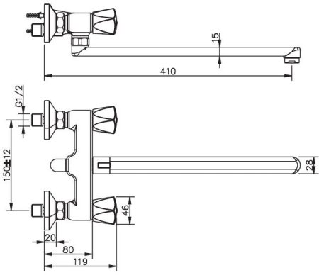 Смеситель для ванны и душа ESKO MOSCOW (MS 31) 