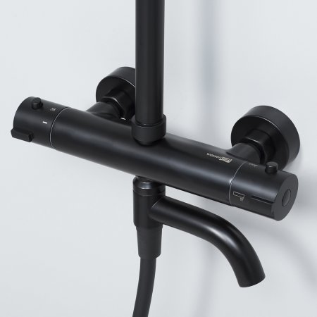 Душевая стойка WasserKRAFT Thermo A28801 с термостатом, черный матовый 