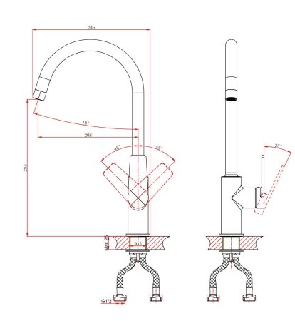 Смеситель DK для кухни высокий Bayern.Fürth (DA1522405) 