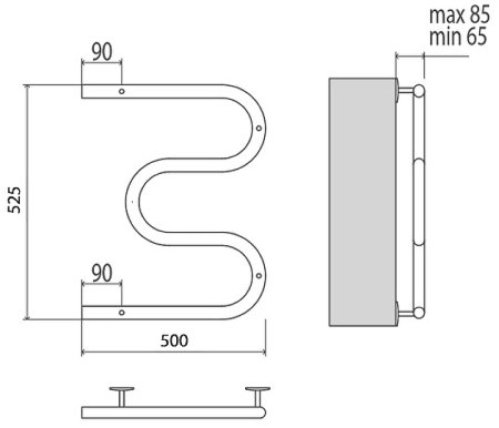 Электрический полотенцесушитель Terminus М-образный 500x500 4620768883910 Хром 
