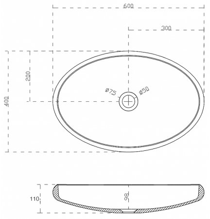 Раковина-чаша Abber Stein 60 AS2614 Белая матовая 