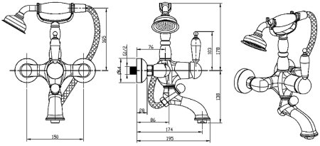 Смеситель для ванны Boheme Tradizionale Oro 283 Золото 